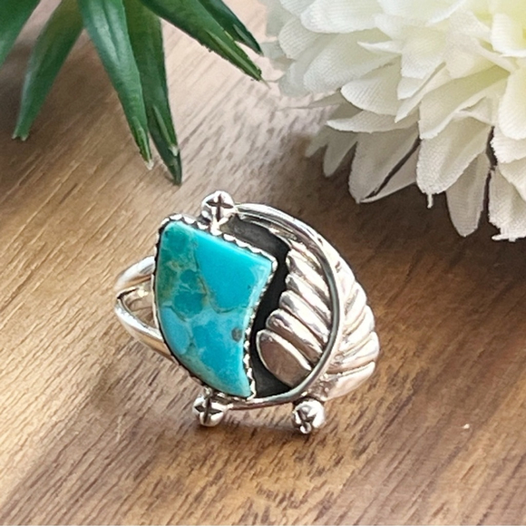 Sterling Silver 925 Turquoise Ring Size 9 Vintage Southwest Navajo Style New - Picture 4 of 12